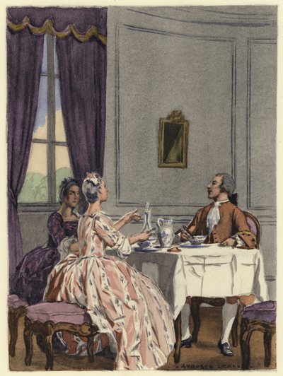Ilustração para as memórias de Casanova (litografia a cores) de Jules Marie Auguste Leroux
