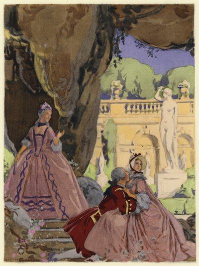 Ilustração para as memórias de Casanova (litografia a cores) de Jules Marie Auguste Leroux
