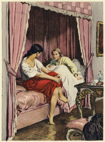 Ilustração para as memórias de Casanova (litografia a cores) de Jules Marie Auguste Leroux