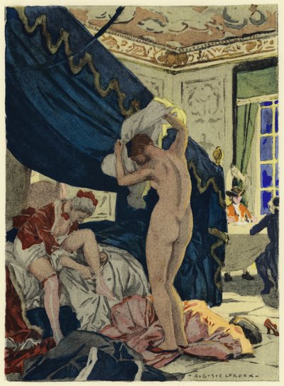 Ilustração para as memórias de Casanova (litografia a cores) de Jules Marie Auguste Leroux