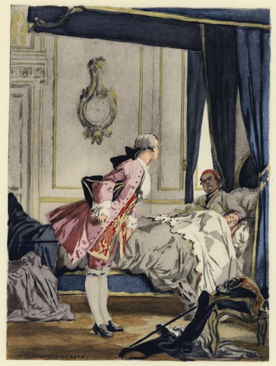 Ilustração para as memórias de Casanova (litografia a cores) de Jules Marie Auguste Leroux