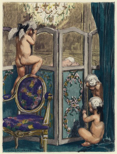 Ilustração para as memórias de Casanova (litografia a cores) de Jules Marie Auguste Leroux