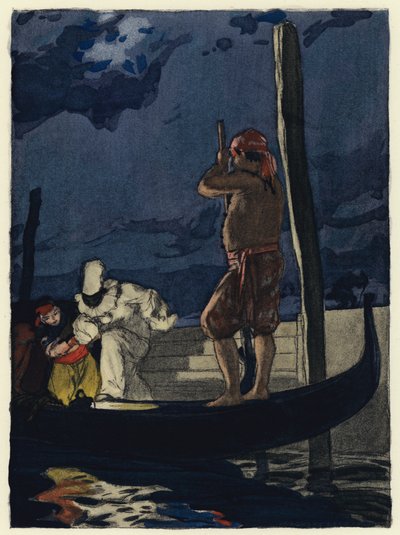 Ilustração para as memórias de Casanova (litografia a cores) de Jules Marie Auguste Leroux