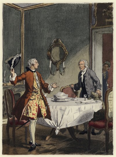 Ilustração para as memórias de Casanova (litografia a cores) de Jules Marie Auguste Leroux