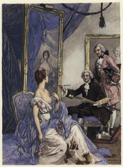 Ilustração para as memórias de Casanova (litografia a cores) de Jules Marie Auguste Leroux