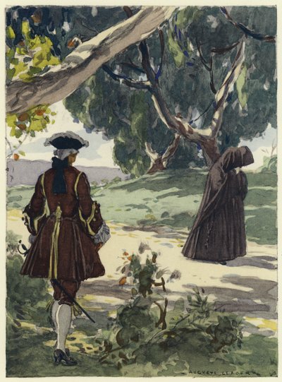 Ilustração para as memórias de Casanova (litografia a cores) de Jules Marie Auguste Leroux