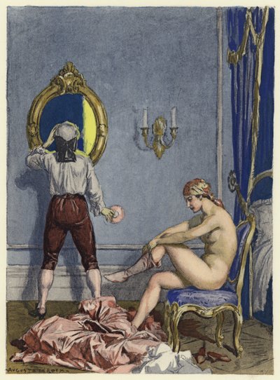 Ilustração para as memórias de Casanova (litografia a cores) de Jules Marie Auguste Leroux