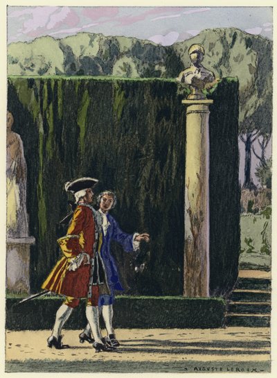 Ilustração para as memórias de Casanova (litografia a cores) de Jules Marie Auguste Leroux