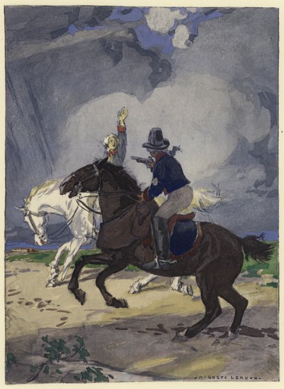 Ilustração para as memórias de Casanova (litografia a cores) de Jules Marie Auguste Leroux