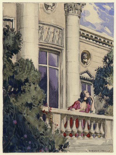 Ilustração para as memórias de Casanova (litografia a cores) de Jules Marie Auguste Leroux