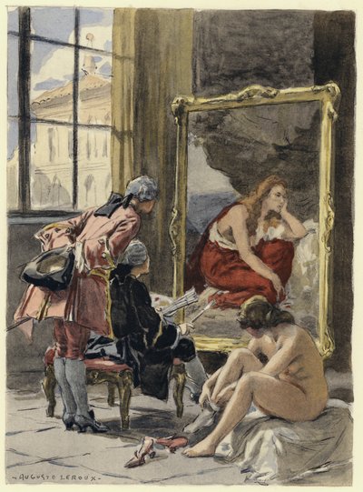 Ilustração para as memórias de Casanova (litografia a cores) de Jules Marie Auguste Leroux