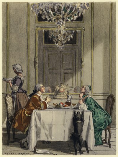 Ilustração para as memórias de Casanova (litografia a cores) de Jules Marie Auguste Leroux