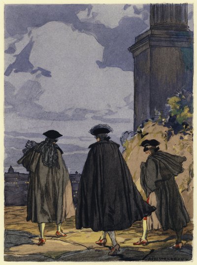 Ilustração para as memórias de Casanova (litografia a cores) de Jules Marie Auguste Leroux