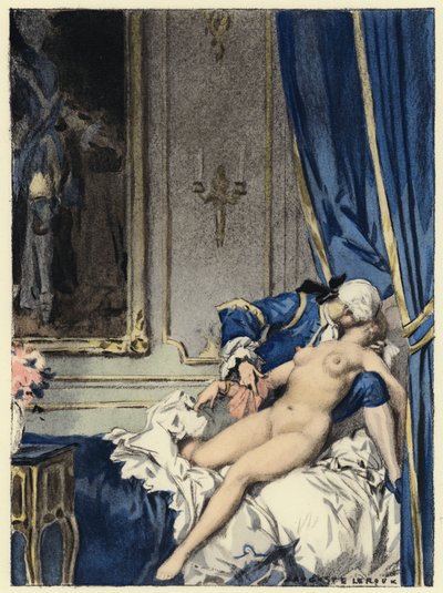 Ilustração para as memórias de Casanova (litografia a cores) de Jules Marie Auguste Leroux