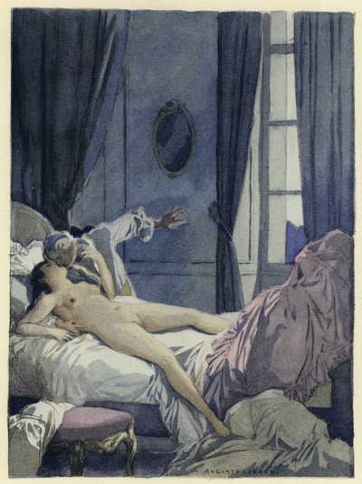 Ilustração para as memórias de Casanova (litografia a cores) de Jules Marie Auguste Leroux