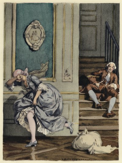 Ilustração para as memórias de Casanova (litografia a cores) de Jules Marie Auguste Leroux