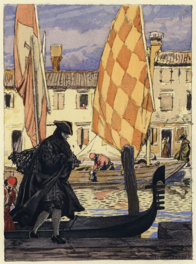 Ilustração para as memórias de Casanova (litografia a cores) de Jules Marie Auguste Leroux