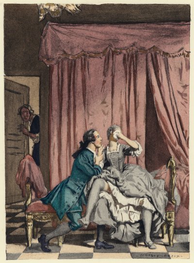 Ilustração para as memórias de Casanova (litografia a cores) de Jules Marie Auguste Leroux