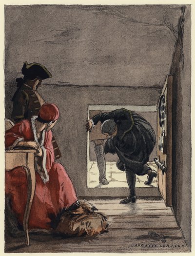 Ilustração para as memórias de Casanova (litografia a cores) de Jules Marie Auguste Leroux