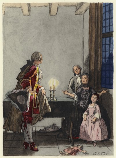 Ilustração para as memórias de Casanova (litografia a cores) de Jules Marie Auguste Leroux