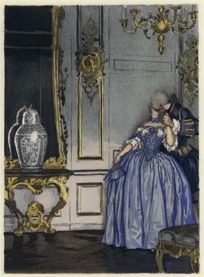 Ilustração para as memórias de Casanova (litografia a cores) de Jules Marie Auguste Leroux