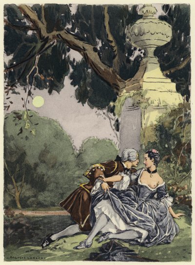Ilustração para as memórias de Casanova (litografia a cores) de Jules Marie Auguste Leroux