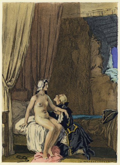 Ilustração para as memórias de Casanova (litografia a cores) de Jules Marie Auguste Leroux