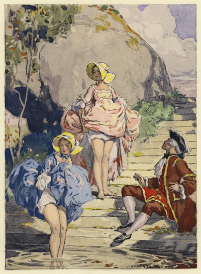Ilustração para as memórias de Casanova (litografia a cores) de Jules Marie Auguste Leroux