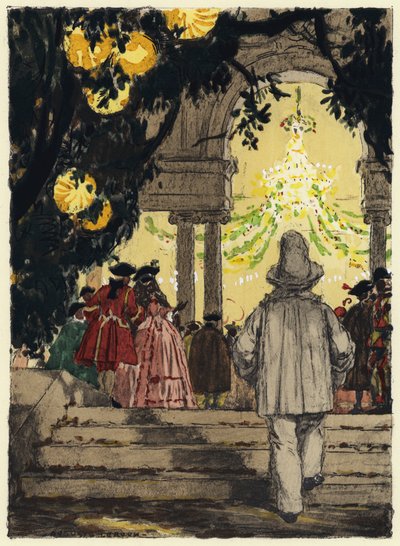 Ilustração para as memórias de Casanova (litografia a cores) de Jules Marie Auguste Leroux
