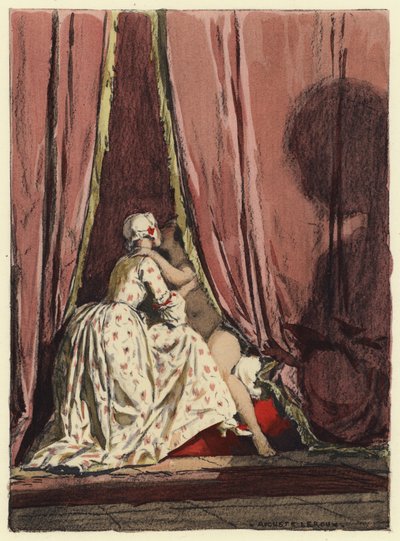 Ilustração para as memórias de Casanova (litografia a cores) de Jules Marie Auguste Leroux