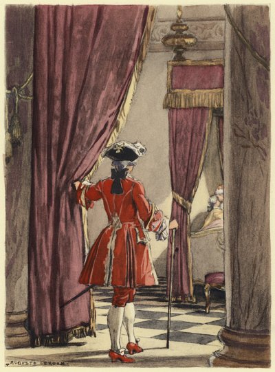 Ilustração para as memórias de Casanova (litografia a cores) de Jules Marie Auguste Leroux