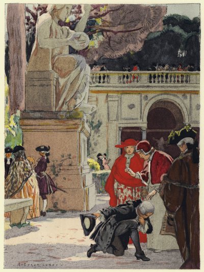 Ilustração para as memórias de Casanova (litografia a cores) de Jules Marie Auguste Leroux