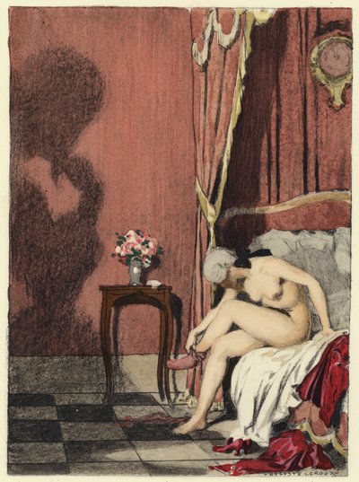 Ilustração para as memórias de Casanova (litografia a cores) de Jules Marie Auguste Leroux