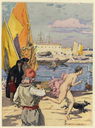 Ilustração para as memórias de Casanova (litografia a cores) de Jules Marie Auguste Leroux