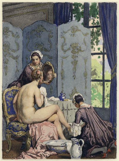 Ilustração para as memórias de Casanova (litografia a cores) de Jules Marie Auguste Leroux
