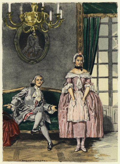 Ilustração para as memórias de Casanova (litografia a cores) de Jules Marie Auguste Leroux
