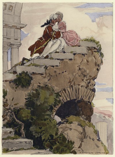 Ilustração para as memórias de Casanova (litografia a cores) de Jules Marie Auguste Leroux