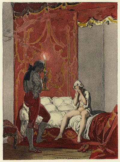 Ilustração para as memórias de Casanova (litografia a cores) de Jules Marie Auguste Leroux