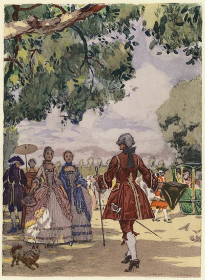 Ilustração para as memórias de Casanova (litografia a cores) de Jules Marie Auguste Leroux