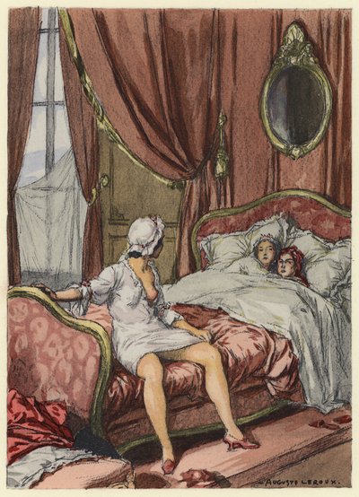 Ilustração para as memórias de Casanova (litografia a cores) de Jules Marie Auguste Leroux