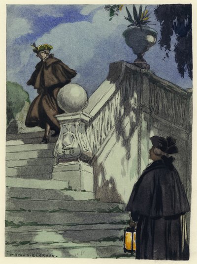 Ilustração para as memórias de Casanova (litografia a cores) de Jules Marie Auguste Leroux