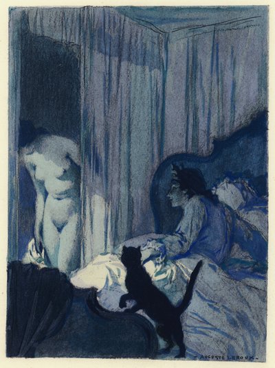 Ilustração para as memórias de Casanova (litografia a cores) de Jules Marie Auguste Leroux