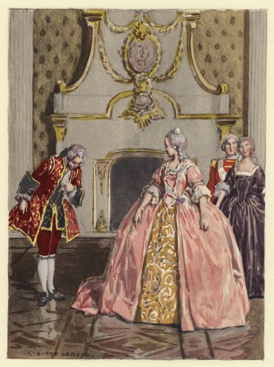 Ilustração para as memórias de Casanova (litografia a cores) de Jules Marie Auguste Leroux