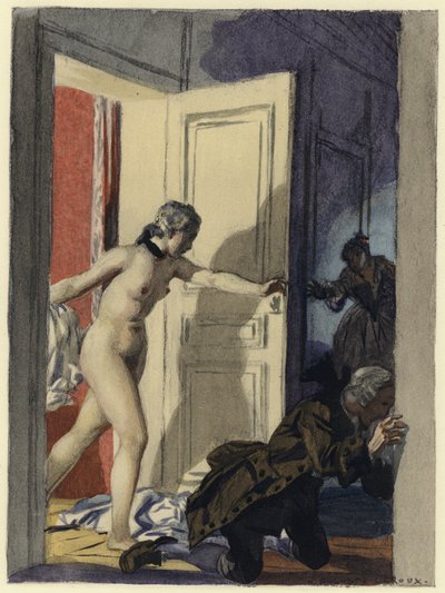 Ilustração para as memórias de Casanova (litografia a cores) de Jules Marie Auguste Leroux