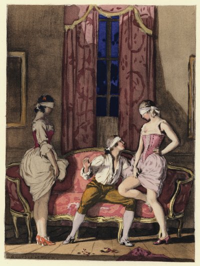 Ilustração para as memórias de Casanova (litografia a cores) de Jules Marie Auguste Leroux