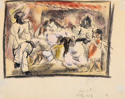 Um homem, duas mulheres, dois filhos (wc no papel) de Jules Pascin