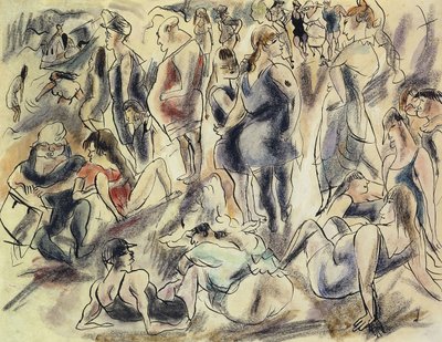 Praia americana; Plage American, c.1917 de Jules Pascin