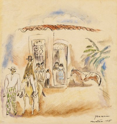 Grupo de figuras, Homem com calças de chapa verde de Jules Pascin