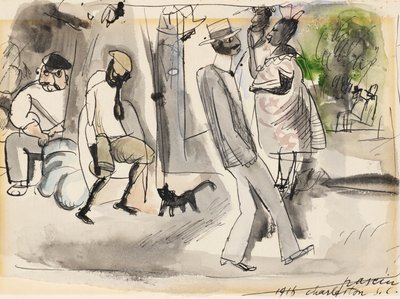 Figuras em um parque, Charleston, Carolina do Sul, 1916 (wc no papel) de Jules Pascin