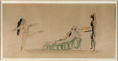 Herodes, Salomé e a cabeça de São João Batista (aguarela) de Jules Pascin